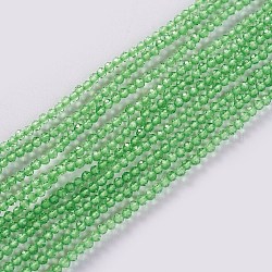 Glass Beads Strands, Faceted, Round, Lawn Green, 2x2mm, Hole: 0.4mm, about 193~197pcs/strand, 14.17 inch~15.51 inch(36~39.4cm)