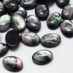 Cabochons in resina, shell imitazione, ovale, nero, 14x10x4mm