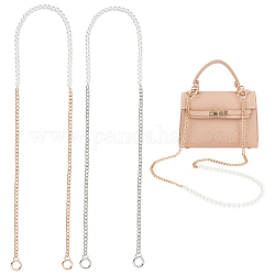 WADORN 2Pcs 2 Colors Resin Imitation Pearl Crossbody Purse Straps, with Alloy Chain & Spring Ring Clasps, Mixed Color, 122cm, 1pc/color