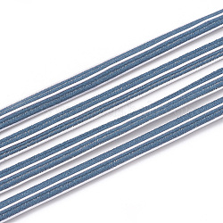 Flat Elastic Cord, with Nylon Outside and Rubber Inside, Steel Blue, 7x2.5mm, about 100yard/bundle(300 feet/bundle)