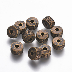 Abalorios de plástico CCB, plano y redondo, Bronce antiguo, 13x7.5mm, agujero: 3.5 mm