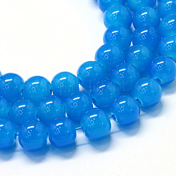 Backen gemalt Nachahmung Jade Glas runden Perle Stränge, Verdeck blau, 10~10.5 mm, Bohrung: 1.5 mm, ca. 85 Stk. / Strang, 31.4 Zoll