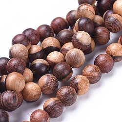 Chapelets de perles en bois naturel, ronde, selle marron, 8mm, Trou: 1.2mm, Environ 50 pcs/chapelet, 15.7 pouce (40 cm)