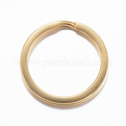 Placcatura ionica (ip) 304 portachiavi divisi in acciaio inossidabile, accessori di chiusura portachiavi, oro, 25x2mm