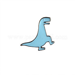 Creative Zinc Alloy Brooches, Enamel Lapel Pin, with Iron Butterfly Clutches or Rubber Clutches, Electrophoresis Black Color, Dinosaur, Sky Blue, 25x15mm, Pin: 1mm
