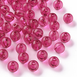 Perles en acrylique transparente, ronde, fuchsia, 8x7mm, Trou: 2mm