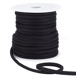 BENECREAT 20 Yards Round Polyester Cords, with 1Pc Plastic Spool, for Garment Accessories, Black, 6mm