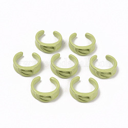Spray Painted Alloy Cuff Rings, Open Rings, Cadmium Free & Lead Free, Yellow Green, Inner Diameter: 9.5mm