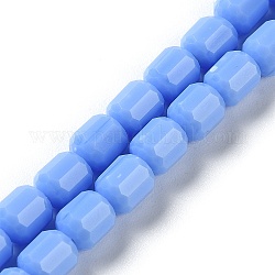 Opache perle di vetro fili, sfaccettato barile, blu fiordaliso, 6.5~7x6mm, Foro: 1 mm, circa 78pcs/filo, 20.28~21.65 pollice (51.5~55 cm)
