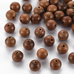 Природных шарики древесины, без свинца, круглые, седло коричневый, 8 мм, отверстие : 1.5 мм, Около 1900 шт / 500 г