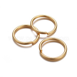 304 Edelstahl offenen Ringe springen, echtes 24k vergoldet, 12x1.2 mm, Innendurchmesser: 9.5 mm