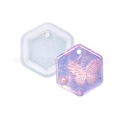 DIY Pendant Silicone Molds, Resin Molds, For UV Resin, Epoxy Resin Jewelry Making, Hexagon, 52x49x8.5mm