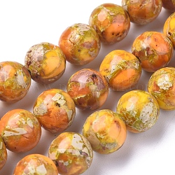 Hebras de perlas de jaspe imperial y turquesa sintéticas ensambladas, teñido, redondo, naranja, 8mm, agujero: 0.8 mm, aproximamente 52 unidades / cadena, 16.14 pulgada (41 cm)