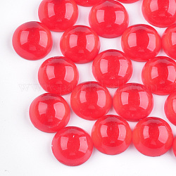 Cabujones de resina translúcida, medio redondo / cúpula, rojo, 15.5~16x7mm