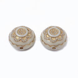 Perles acryliques plaquées, métal enlacée, demi-rond, papayawhip, 13x9.5mm, Trou: 1.5mm, environ 543 pcs/500 g