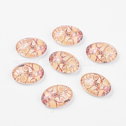 Tempered Glass Cabochons, Oval, Orange, Size: about 18mm long, 13mm wide, 6mm thick
