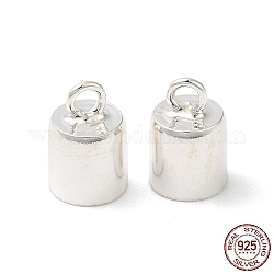 925 Sterling Silver Cord Ends, End Caps, Column, Silver, 9x6mm, Hole: 1.6mm, Inner Diameter: 5mm