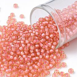 Toho perles de rocaille rondes, Perles de rocaille japonais, (924) topaze bordée de pêche, 8/0, 3mm, Trou: 1mm, environ 10000 pcs / livre