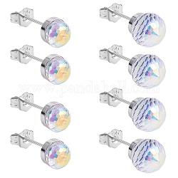 4 пара, 4 стиля, натуральный кварцевый кристалл, круглые серьги-гвоздики, набор, украшения из латуни с платиновым покрытием для женщин, разноцветные, 6 мм