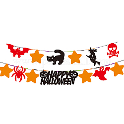 Drapeaux en papier thème halloween, word happy halloween & spider & star bannières suspendues, pour les décorations de fête, colorées, 83~152x120~237x0.2mm