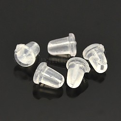 Durchsichtige Ohrmuscheln aus Kunststoff, Ohrring Rücken, 4x6 mm, Bohrung: 0.5 mm, ca. 9000 Stk. / Beutel