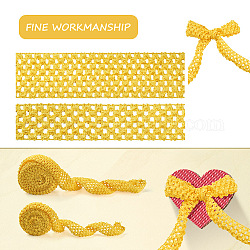 2 Rolls 2 Sizes Polyester Elastic Ribbon, for Hair Band Making, Yellow, 1roll/style