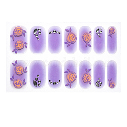 Couverture complète nombre autocollants pour ongles, auto-adhésif, autocollant, pour les décorations d'ongles, support violet, 24x8mm, 14pcs / feuille