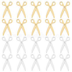DICOSMETIC 20Pcs 2 Colors Scissors Shape Charms Golden Sewing Scissors Pendants Cute Barber Scissors Charms Stainless Steel Hairdressing Tools Charms for Jewelry Making, Hole: 1.6mm