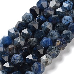 Fili di perle di quarzo dumortierite naturale, sfaccettato, perline rotonde con taglio a stella, 9.5~10.5x9~9.5x9~9.5mm, Foro: 1.2 mm, circa 36~38pcs/filo, 14.76~15 pollice (37.5~38.1 cm)