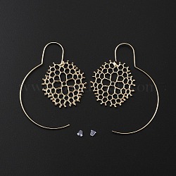 Alloy Beehive Dangle Stud Earrings with Stainless Steel Pins, Vortex Big Earrings for Women, Light Gold, 68x33x2.5mm, Pin: 0.8mm