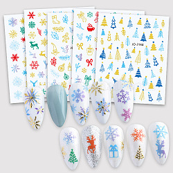 Christmas Theme Nail Art Stickers, Nail Decals, for Nail Tips Decorations, Mixed Pattern, Mixed Color, 10.1x7.85cm