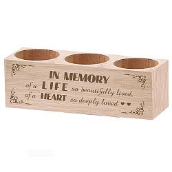 CREATCABIN Wooden Tealight Candle Holder In Memory Set of 3 Candlestick Stand With Flowers Memorial Candle Ornaments Table Decor for Loss of Loved Remembrance Gifts 6.5 x 5.5inch (without candles)