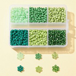 1068 pz 6 stile vernice da forno colori opachi perline di semi di vetro, tondo, piccole perle artigianali per la creazione di gioielli fai da te, verde, 3mm, Foro: 1 mm, circa 178 pz / stile