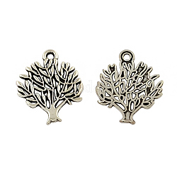 Tibetan Style Tree of Life Alloy Pendants, Cadmium Free & Lead Free, Antique Silver, 20x16x2mm, Hole: 1.5mm, about 555pcs/500g