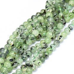 Natural Prehnite Beads Strands, Round, 5~6mm, Hole: 0.4mm, about 70pcs/strand, 15.5 inch~16 inch(39.37~40.64cm)