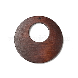 Grandi pendenti in legno verniciato spray, ciondoli rotondi piatti in legno di noce, cavo, marrone noce di cocco, 50x5mm, Foro: 1.6 mm