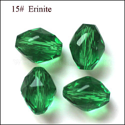 Imitazione branelli di cristallo austriaco, grado aaa, sfaccettato, ovale, verde, 8x6mm, Foro: 0.7~0.9 mm