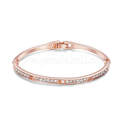 Shegrace bracelet en plaqué or rose véritable micro pave aaa, 180x3.5mm