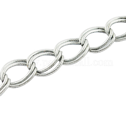 Iron Double Link Chains, Unwelded, with Spool, Oval, Platinum, 10x7x1mm