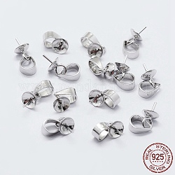 925 Sterling Silver Cup Pearl Bail Pin Pendants, For Half Drilled Beads, with 925 Stamp, Silver, 6.5x6mm, Hole: 3x4mm, Pin: 0.7mm