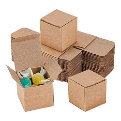 Benecreat 50pcs coffrets cadeaux boîtes en papier brun boîtes de fête avec couvercles pour emballage cadeau, faveurs de fête de mariage, 1.5 x 1.5 x 1.5 pouce