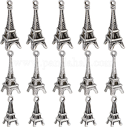 Sunnyclue 60pcs 3 Stil tibetische Legierungsanhänger, Eiffelturm, cadmiumfrei und bleifrei, Antik Silber Farbe, 16~26x7~13x7~13 mm, Bohrung: 1~1.6 mm, 20pcs / style