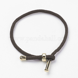Bracelet en coton avec cordon torsadé, avec lesaccessoires en 9 acier inoxydable, or, café, 9-7/8 pouce ~ 23~25 pouces (3 cm), {1}mm