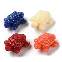 Резные синтетические шарики коралловые, окрашенные, черепаха, нет отверстий / незавершенного, разноцветные, 10x7.5x4.5 мм