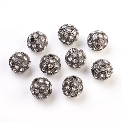 Alloy Rhinestone Beads, Grade A, Round, Gunmetal, 12mm, Hole: 1.5mm