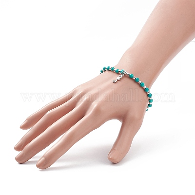 Bracelet De Perles Howlite Avec Pendentif Hippocampe - Fait Main Et Sur Mesure - Neuf