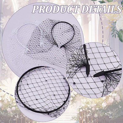 2 шт. 2 цвета свадебная вуаль со стразами тканевые резинки для волос DIY-GA0007-03-1