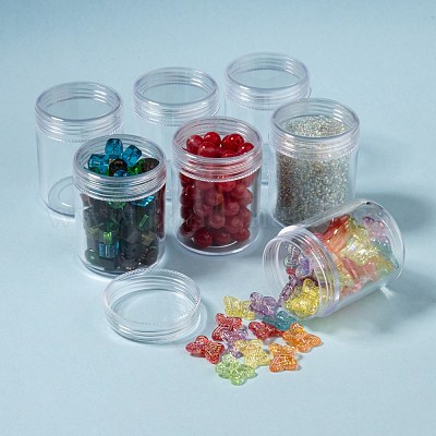 Pandahall 12pcs/Set 0.62x0.48x0.21 Inch Plastic Transparent Bead Storage Container Clear Beads Jars Diamond Painting Boxes Organizers Bottles with Lids 