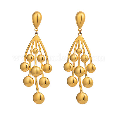 Ветка из нержавеющей стали 304 с круглыми подвесными серьгами-гвоздиками PH4691-1