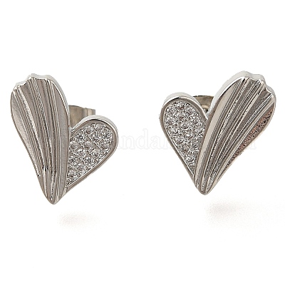 Серьги-гвоздики с прозрачным паве из латуни с кубическим цирконием EJEW-M088-01P-1